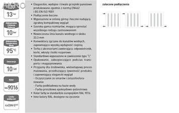 GRZEJNIK panelowy C22 550x1800 boczny 3433W 75°
